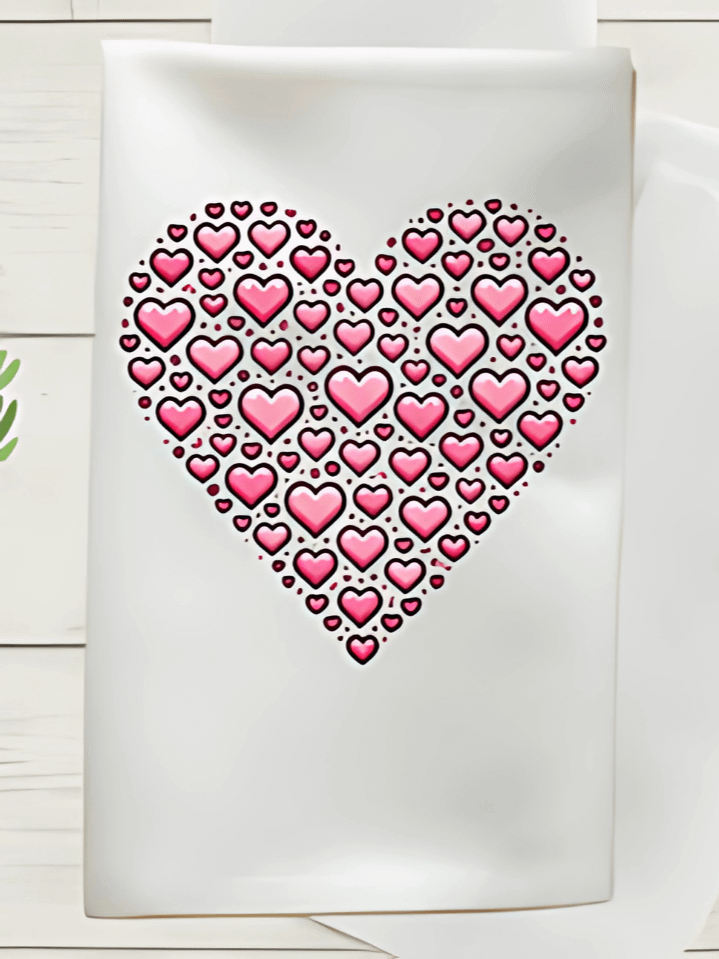 Heart Made of Hearts Valentine Kitchen Towel Sublimation Design – high-quality 300 DPI PNG digital download product image (1)