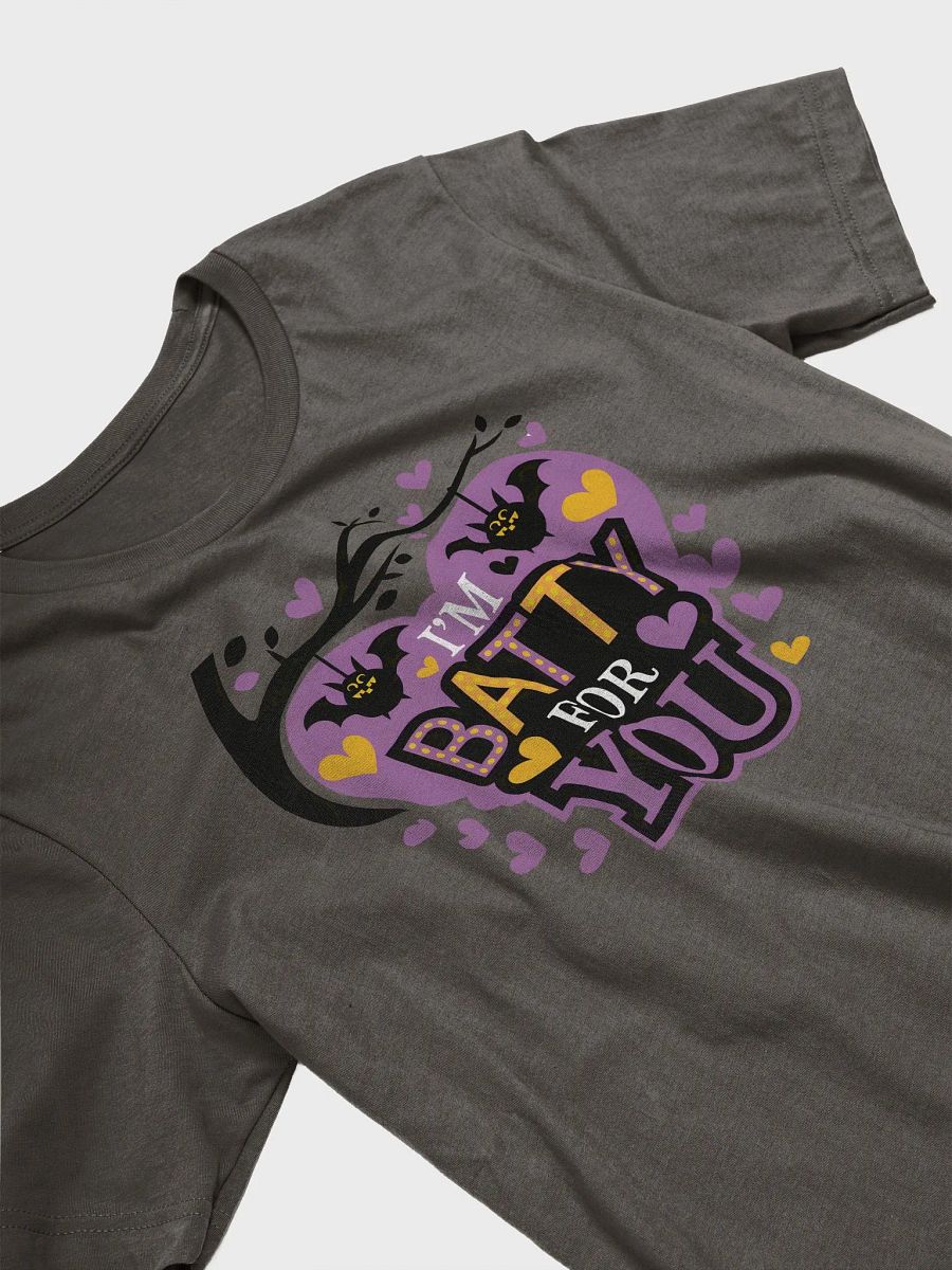“I’M BATTY FOR YOU” t-shirt, Halloween love shirt, Cartoon bat apparel, Spooky and sweet shirt, Halloween heart design, Fun Halloween couple shirt, Cute bats shirt, Halloween humor apparel, gift idea product image (3)