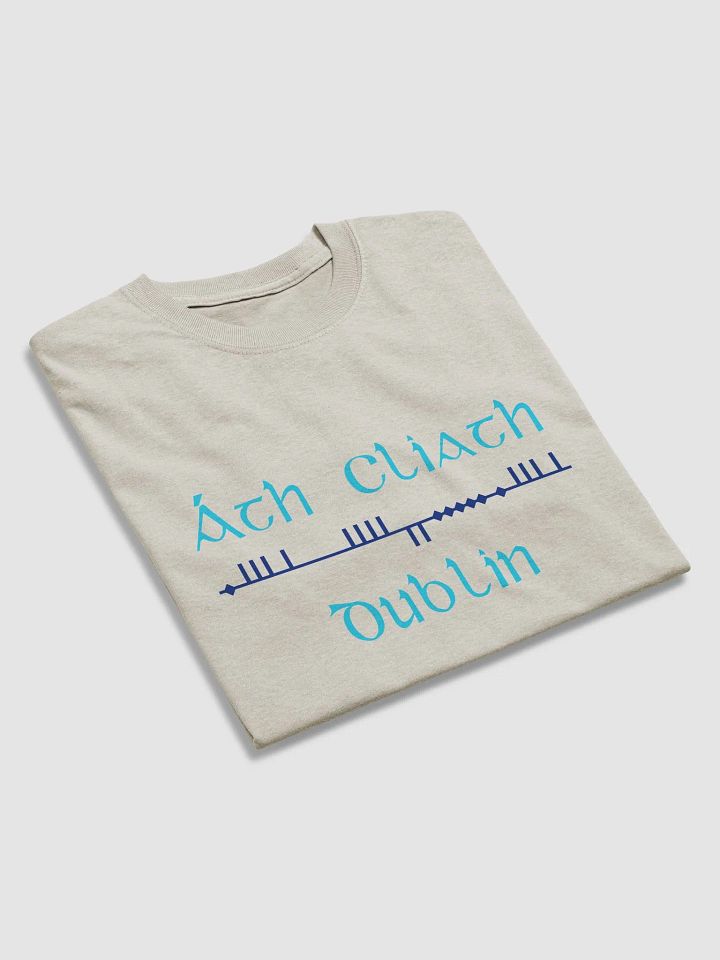Dublin/Áth Cliath light blue and navy Scholastic style Ogham printed T-shirt product image (2)