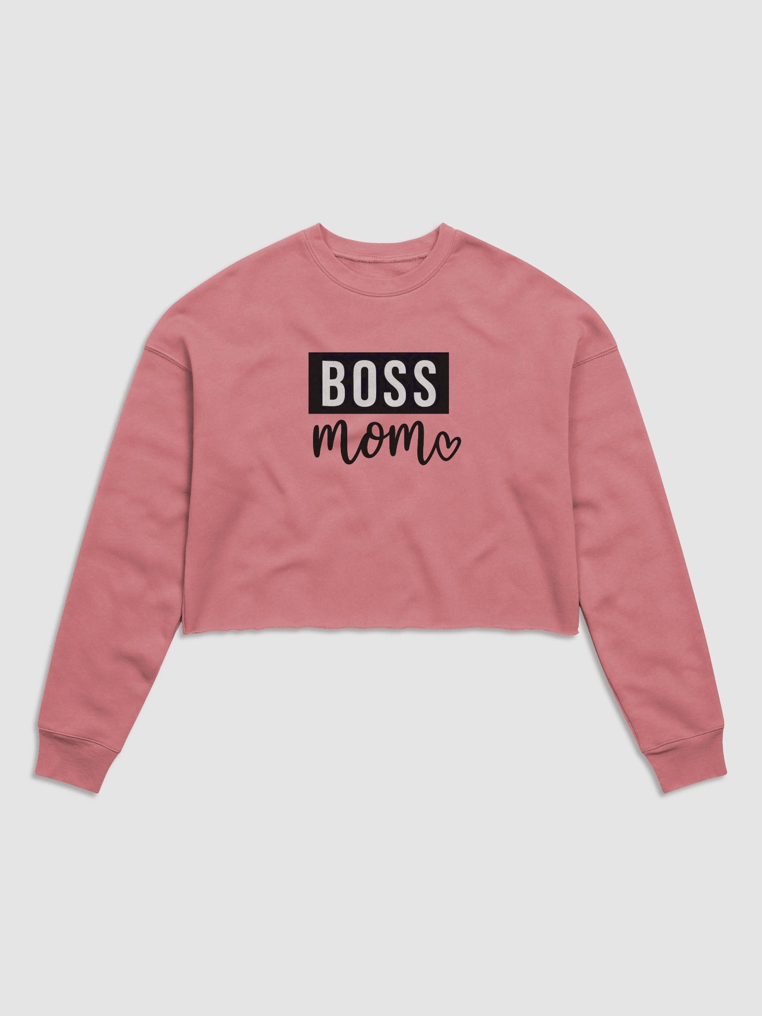 Boss Mom Crop Top – Chic Monochrome Design with Heart Script for Strong Moms product image (2)