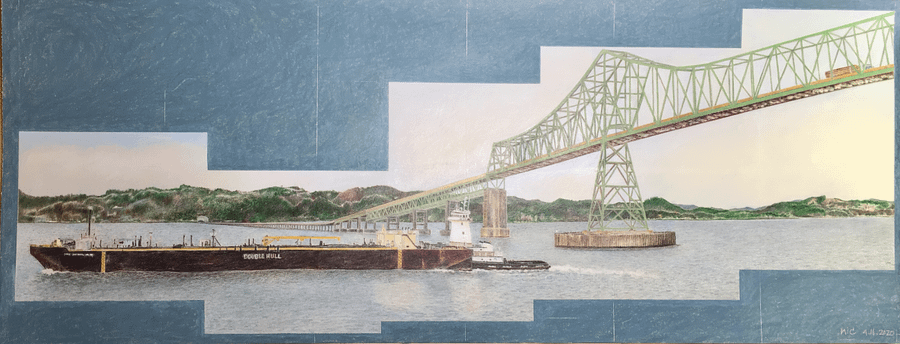 View from the Cannery Pier Hotel in Astoria, Oregon on Canvas (24" x 48") product image (1)