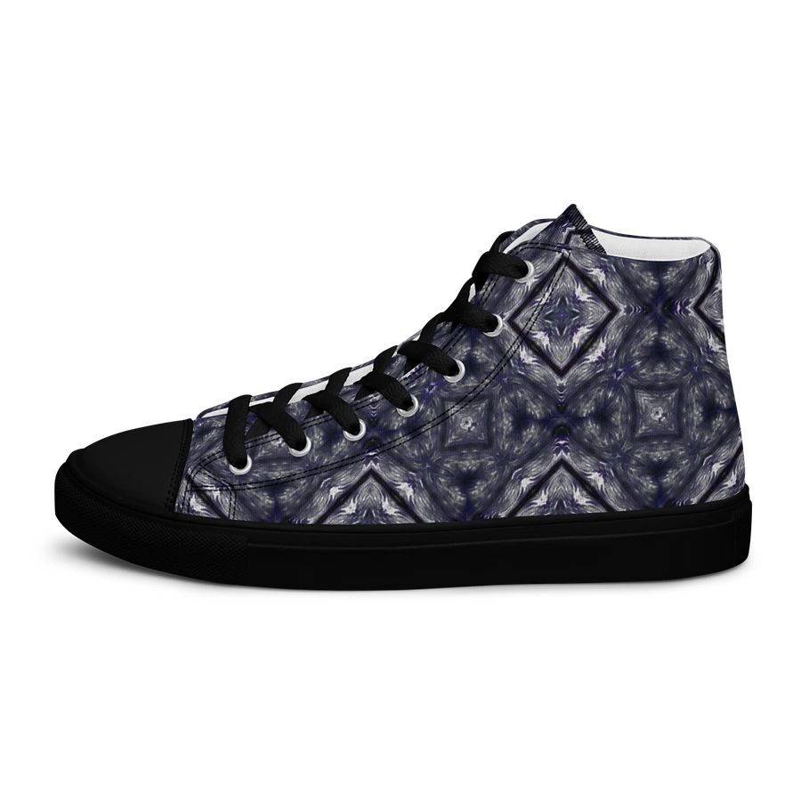 Abstract Dark Monochrome Diamond Men's Black Toe Canvas Shoe High Tops product image (5)