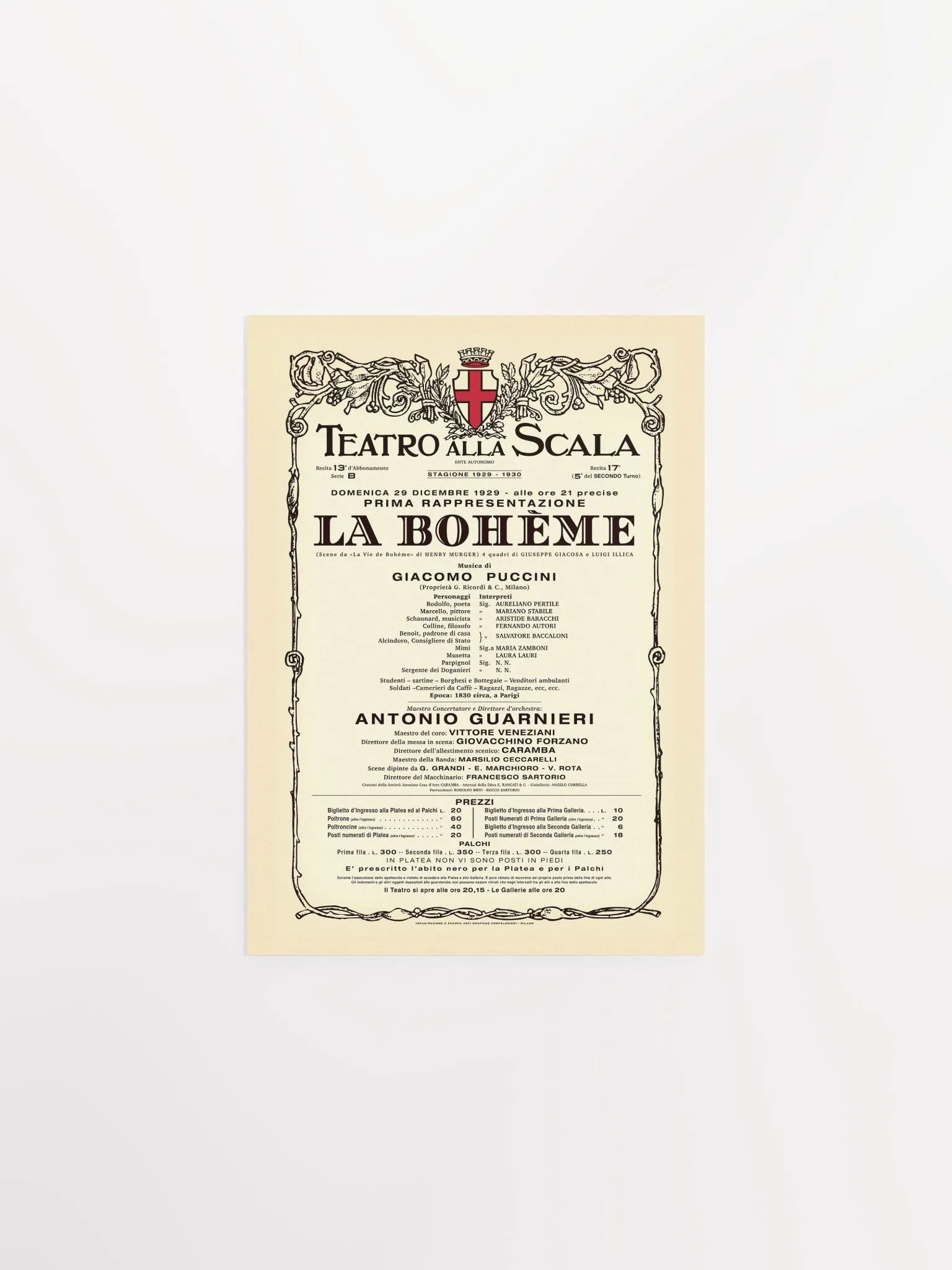 Vintage-Style La Scala La Bohème Opera Poster product image (4)