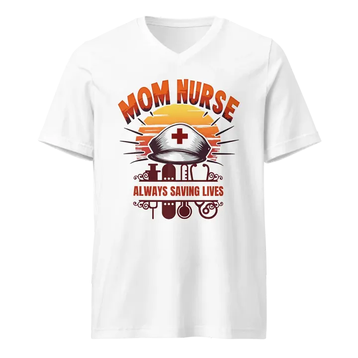 Heroic Mom Nurse Sunset V-Neck T-Shirt product image (1)