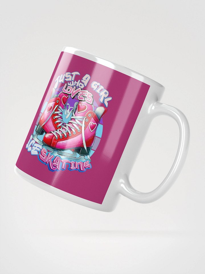 Just a Girl Who Loves Ice Skating Pink Skates Berry Background Mug for Skaters product image (2)