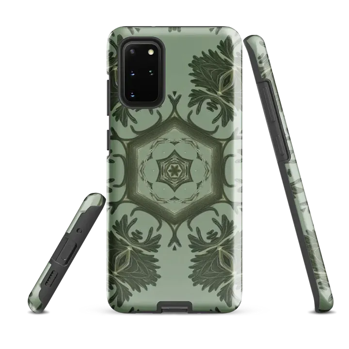 Tough Phone Case for Samsung® - Green Abstract Botanical Hex Geometric Pattern product image (2)