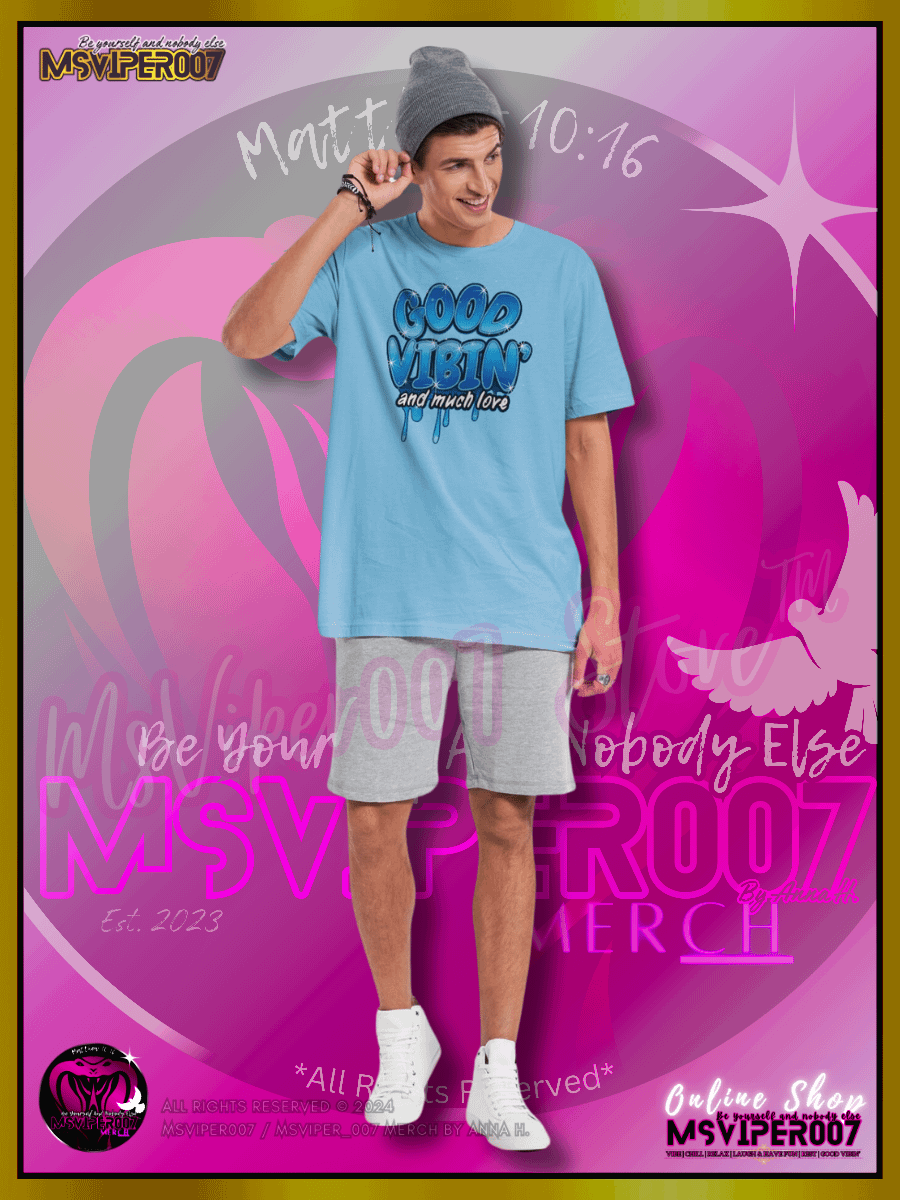 T-Shirt - MsViper007's "Good Vibin' and Much Love™ [h2O oasis blue]" Gaming Comfort T-shirt By Anna H. product image (7)