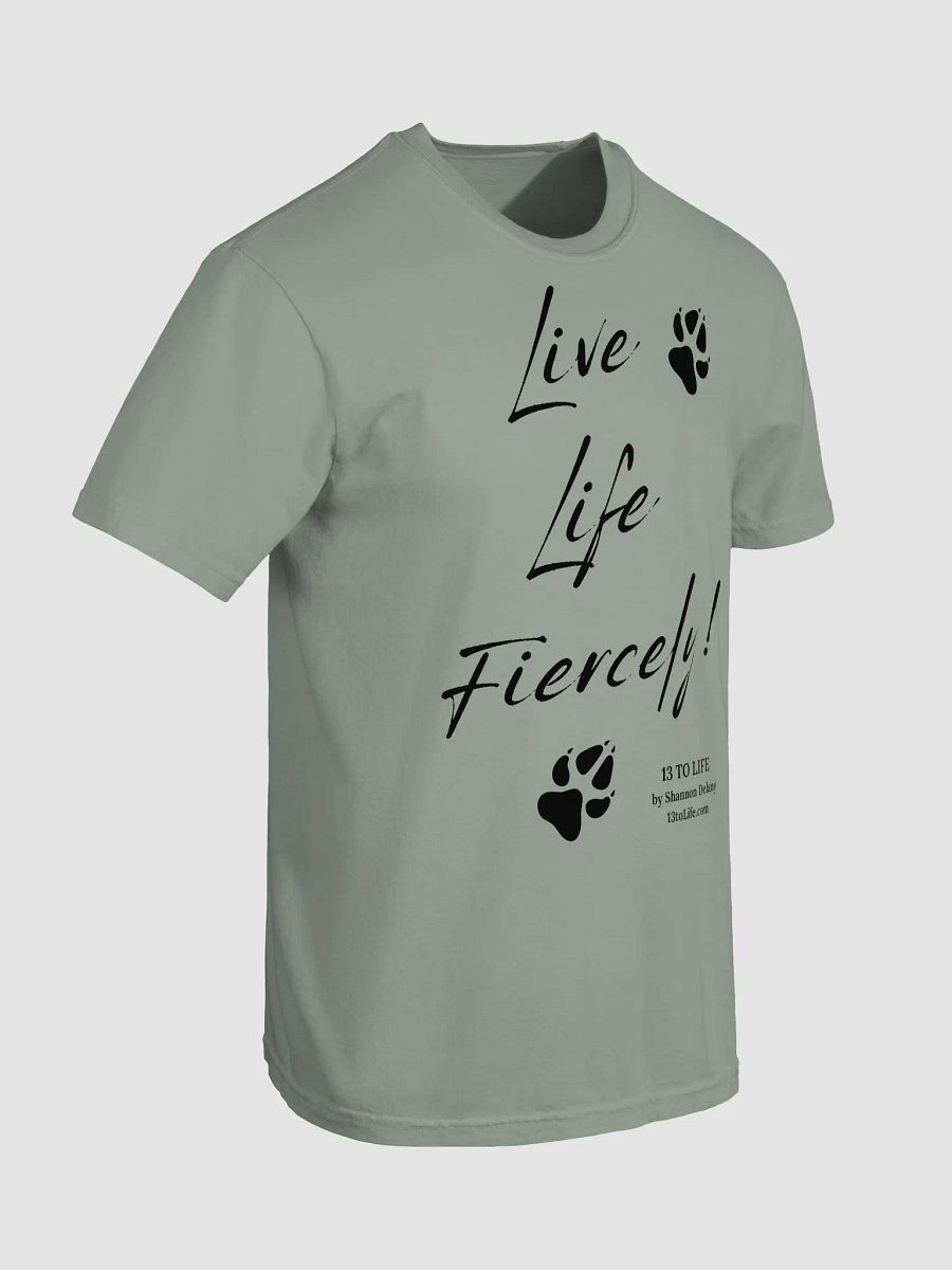 Live Life Fiercely – 13 TO LIFE Paw Print T-shirt – Black Print on Color product image (7)
