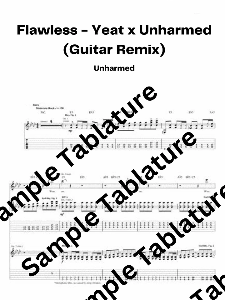 Flawless - Yeat x Unharmed (Guitar Remix) Guitar Tablature product image (1)