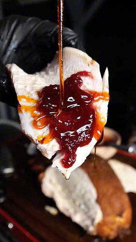 Turkey with Hot Honey Cranberry
.
Cooked this turkey breast at 350 degrees until and internal of 160 (165 after the rest)
.
W...