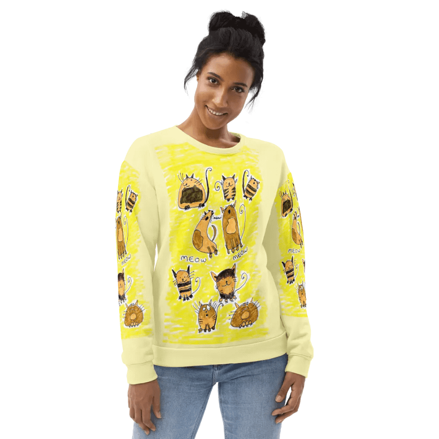 Abstract Doodle Cats Unisex All Over Print Sweatshirt product image (3)