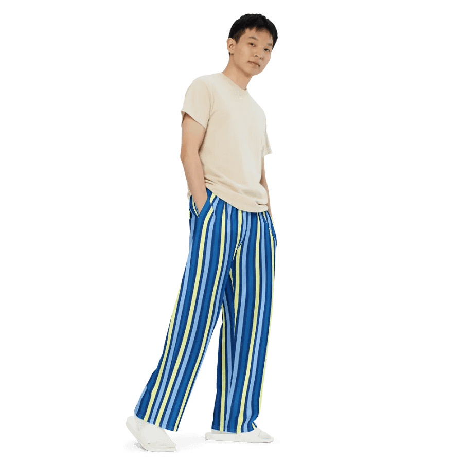 Blue Stripe Wide-Leg Pants product image (5)