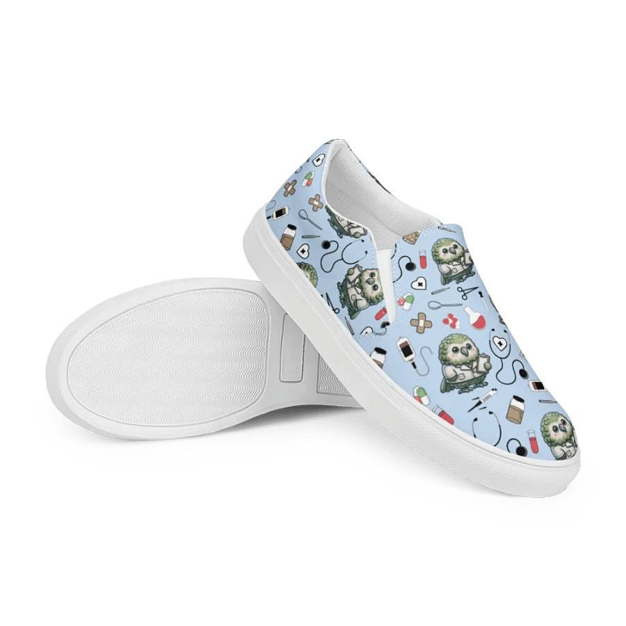 Cute Medical Kakapo Slip-On Canvas Shoes (Blue) product image (7)