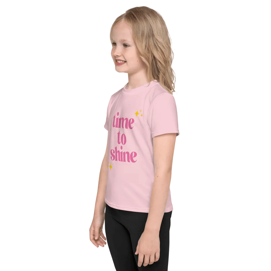 Rectial 2025 Kids T-Shirt | Time to Shine | Light Pink with Pink Text product image (3)