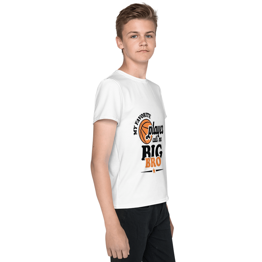Kids Youth Crew Neck T-Shirt Big Bro Player Graphic All-Over Print product image (4)