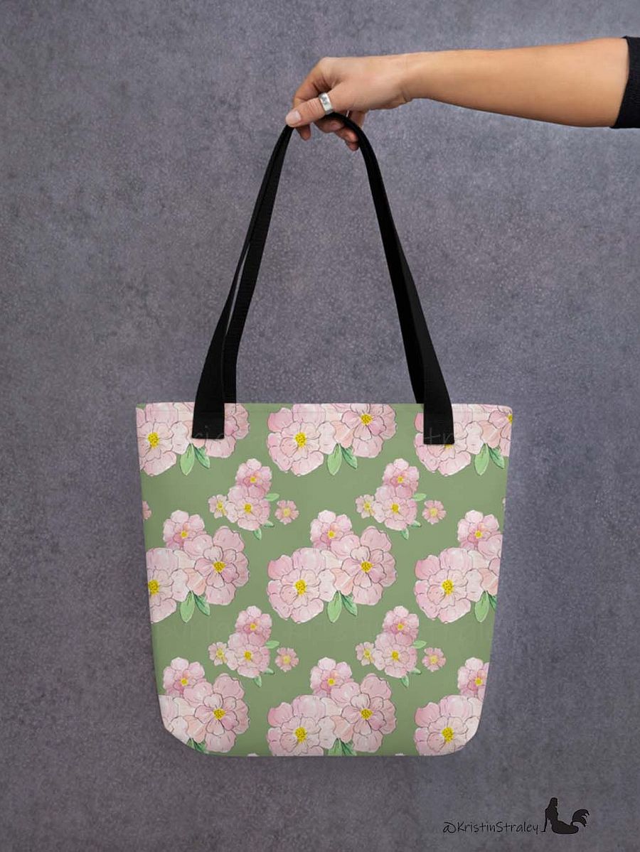 Gingham Blossoms - Med Pink Flowers on Green product image (6)