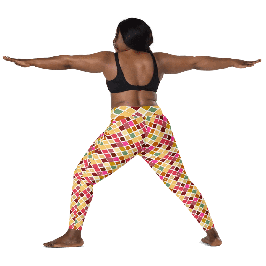 Colorful Square Pattern Design Leggings with Pocket - v5 product image (4)