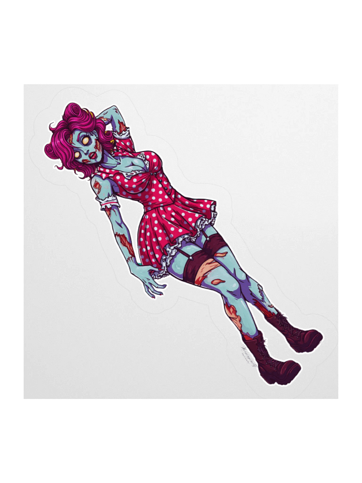 V2 Zombie Pinup Kiss Cut Stickers (Clear Edge) product image (1)