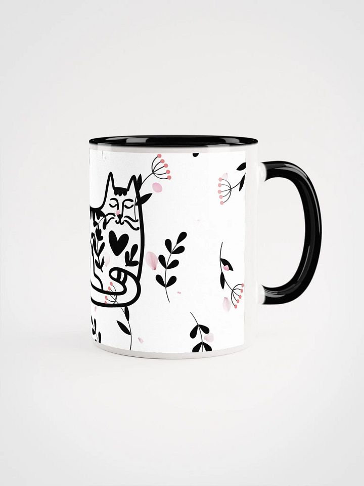 Whimsical Folk Art Cat Love Ceramic Mug|Housewarming Birthday Gifts Cute Mug product image (2)