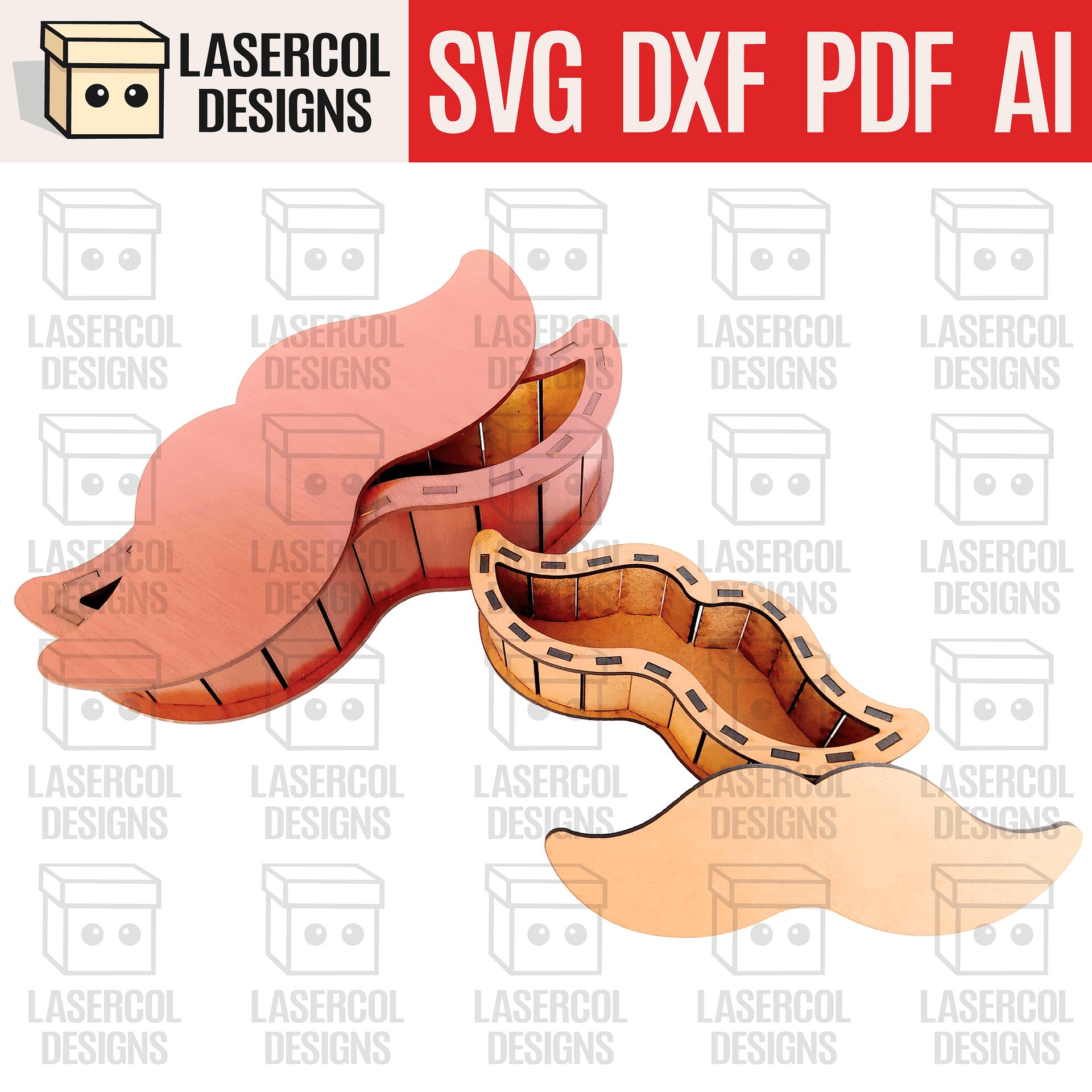 Mustache Shaped Father's Day Gift Boxes (2 Sizes) - Laser Cut Files product image (1)