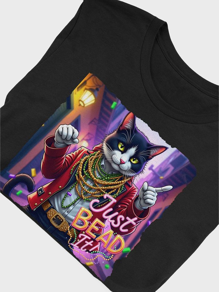 Just BEAD It! Tuxedo Cat Mardi Gras 🎭🦞🎉 T-Shirt product image (2)