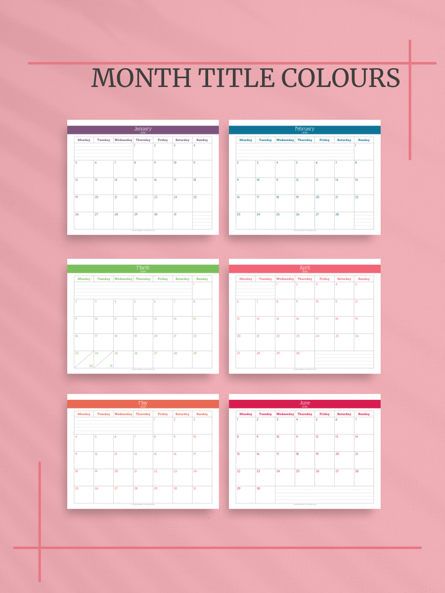 Understated Rainbow 2026 Calendar - 2 Pages per Month, Monday Start, Half Letter Size product image (3)