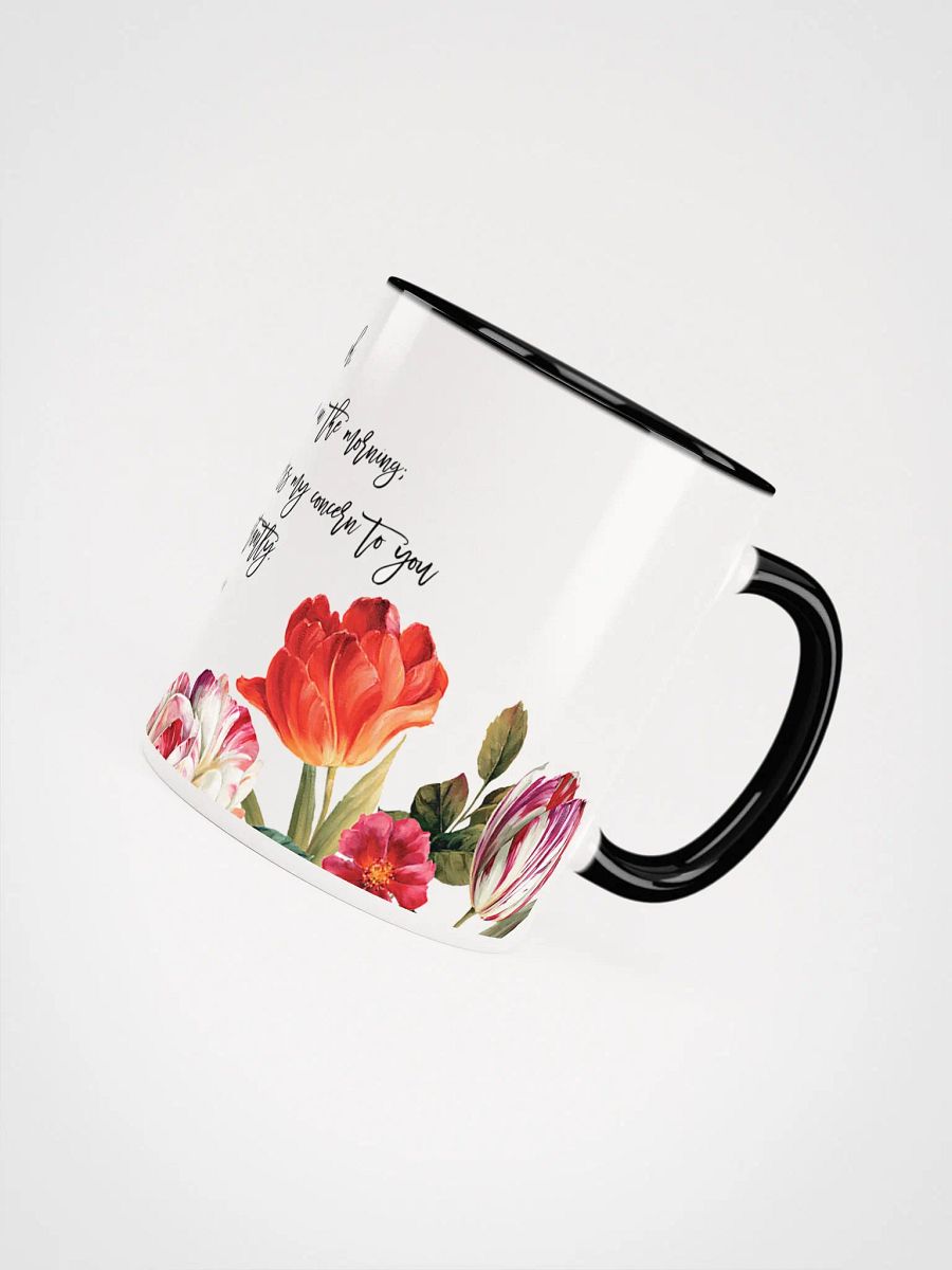 'O Jehovah, You Will Hear' Psalms 5:3 Floral Glossy Mug product image (4)