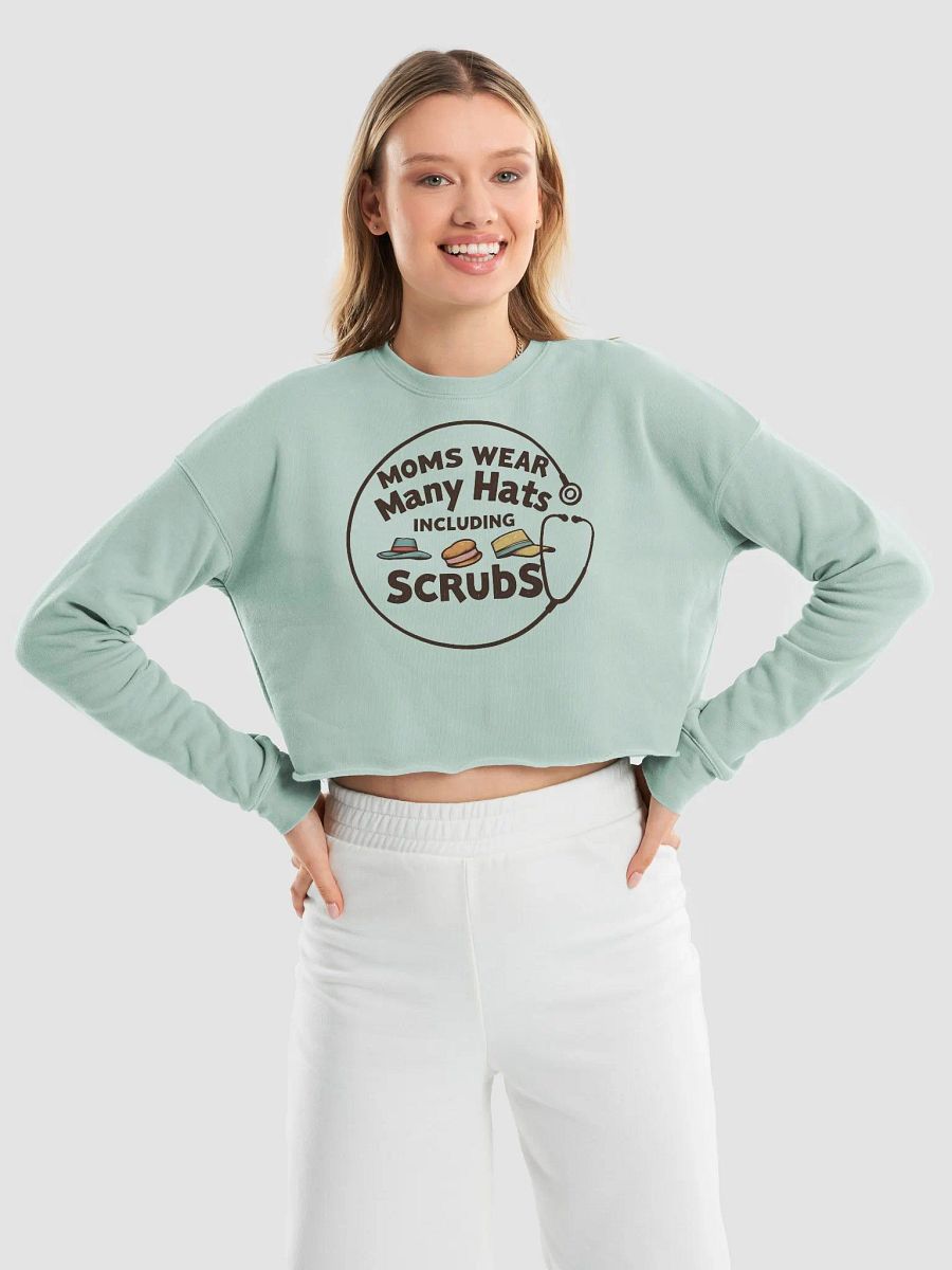 circular stethoscope, Moms Wear Many Hats Crop Sweatshirt product image (17)