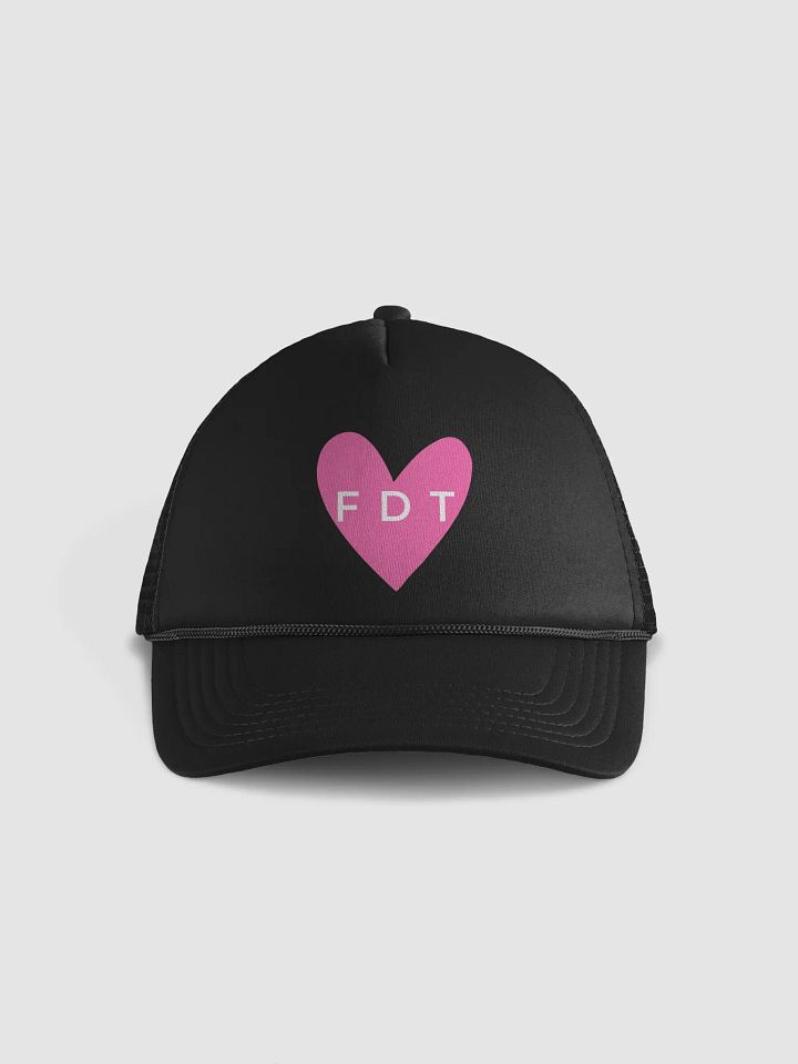 FDT Pink Heart Trucker Hat. (White Text) product image (1)