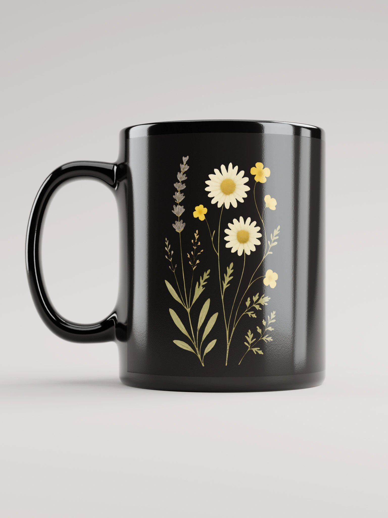 Floral Border Black Glossy Mug product image (11)