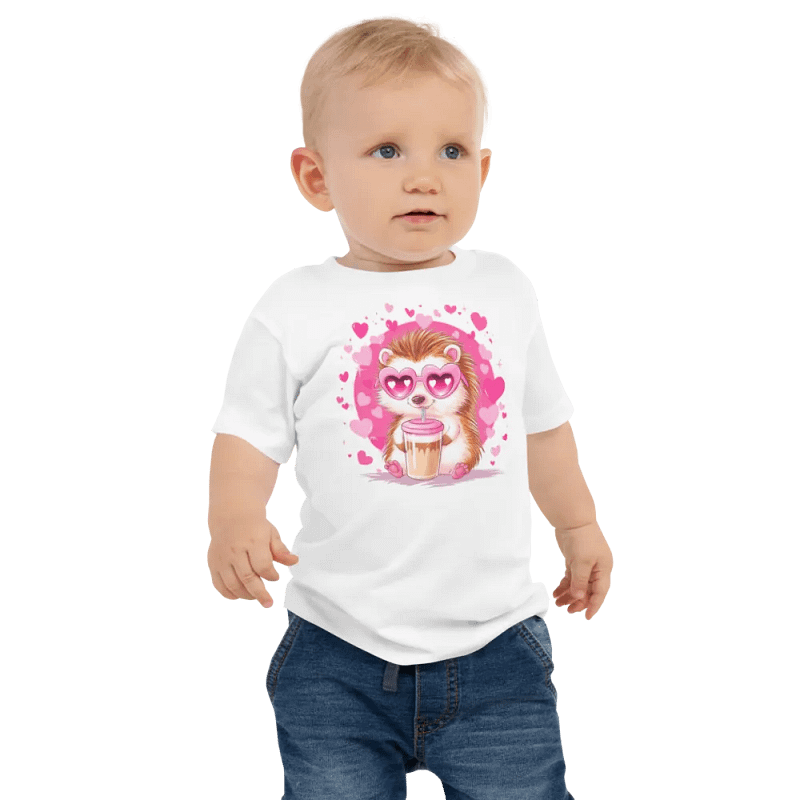 Adorable Hedgehog Heart Sunglasses Baby Tee