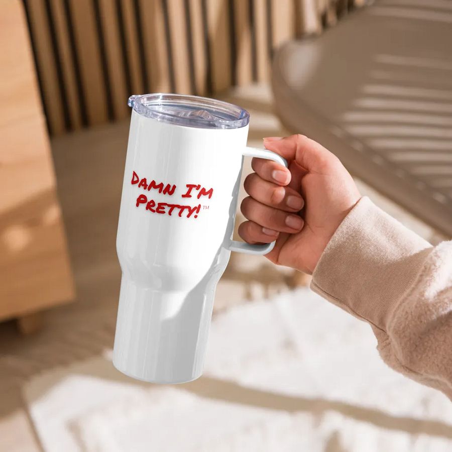 Damn I'm Pretty Travel Mug - Red Lettering product image (2)