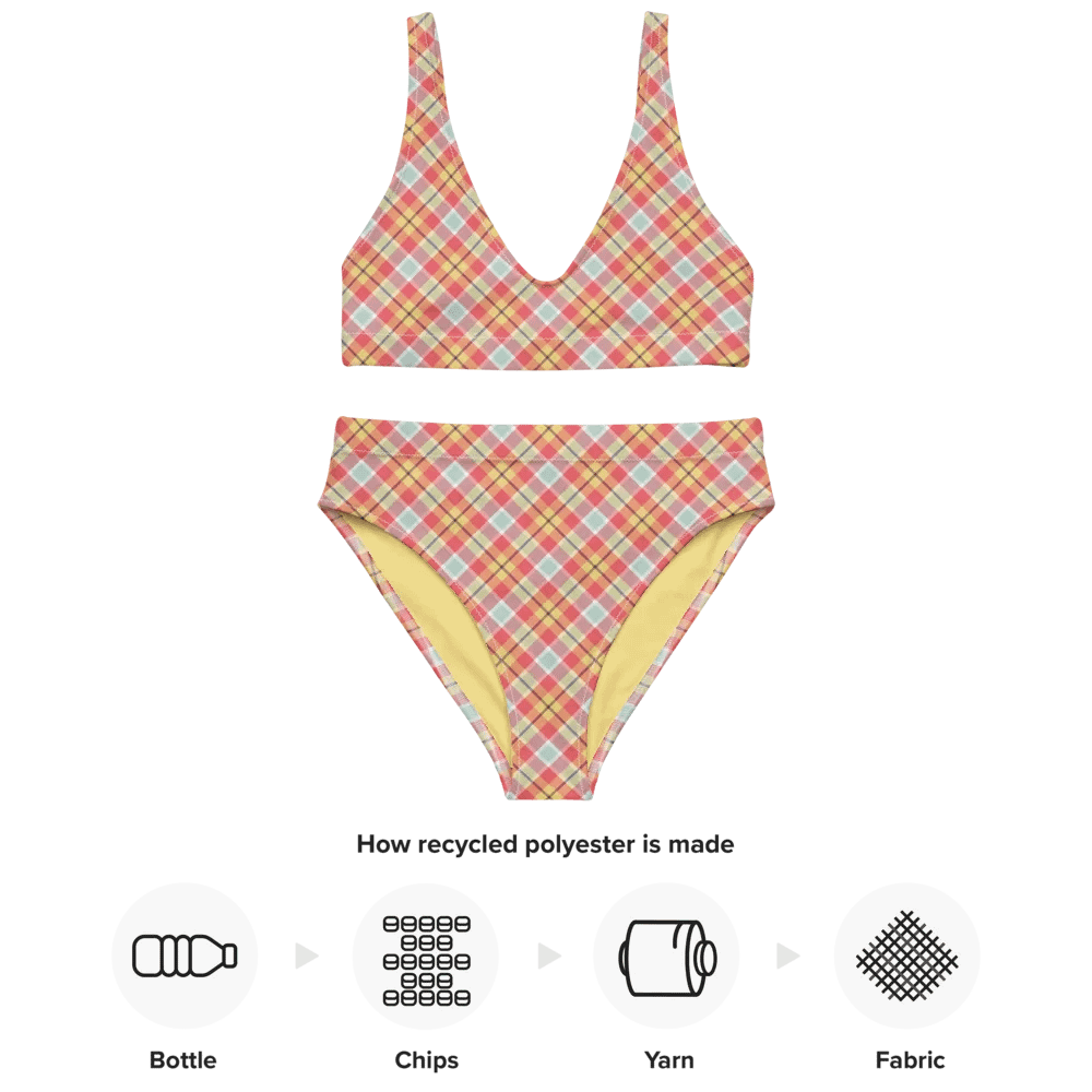 Coral Pink, Yellow, and Mint Plaid Bikini product image (10)