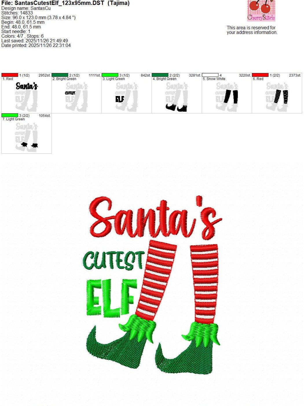 Digital ProductSanta's Cutest Elf Embroidery Design – Kids Shirts & Decor, Instant Download product image (6)