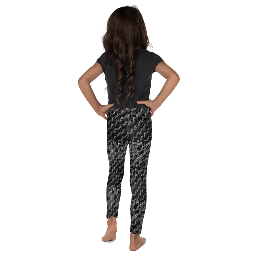JoBeths' Signature Kids Leggings 👖 Black Leaves 🍃 Design product image (2)