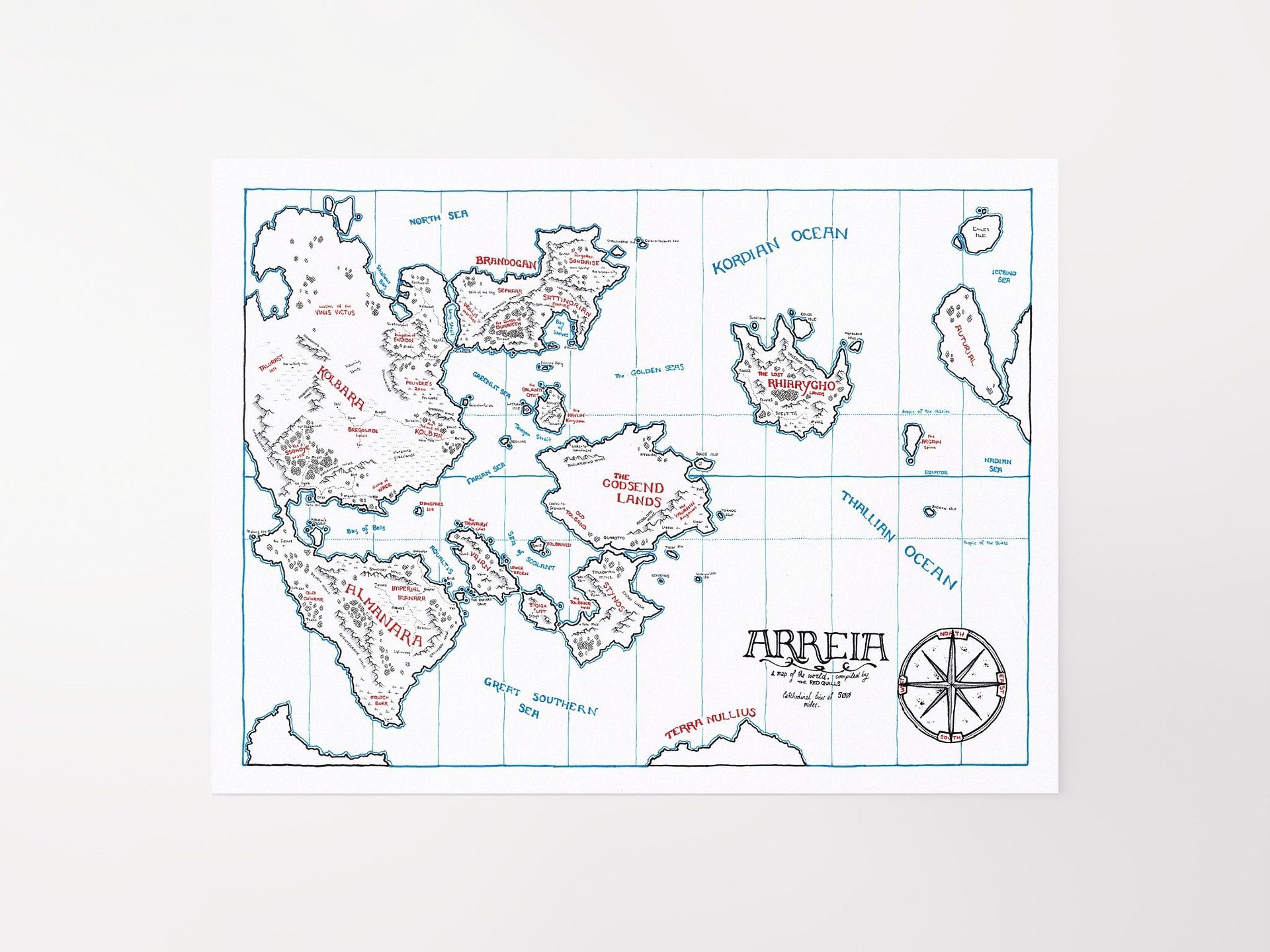 "The World of Arreia" | Printed Map product image (1)