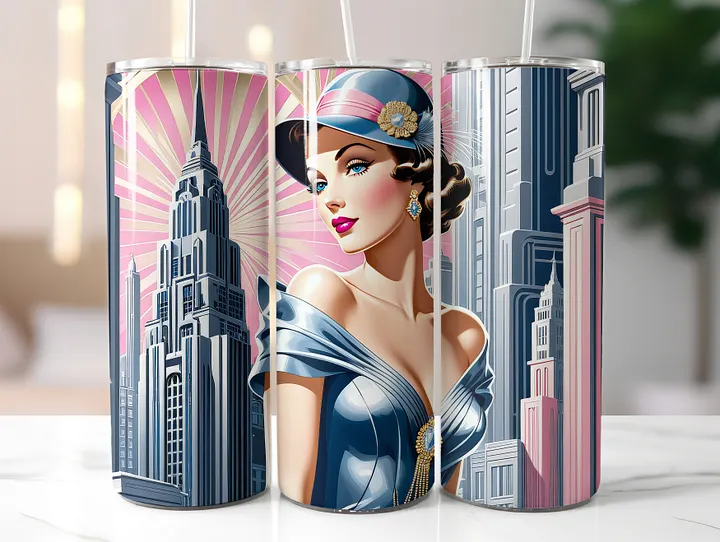Art Deco Flapper Girl 20 oz Skinny Stainless Steel Tumbler - v1 product image (2)