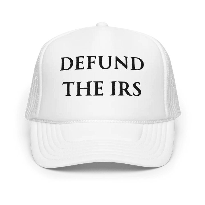 Defund the IRS GOAT MODE Embroidered Trucker Hat White product image (1)