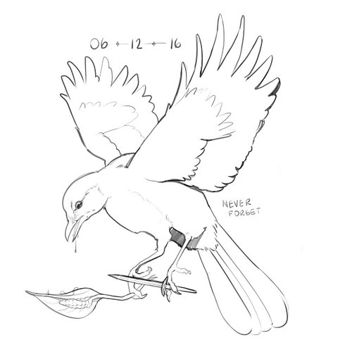 I'm currently redoing all of my designs from '14-'16. This is the mockingbird design that I made to honor those who died in t...