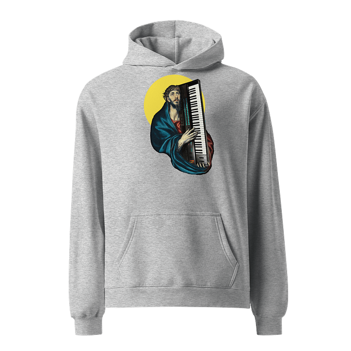 Christ Carrying the DX7 by Frank Fonik (Yamaha DX7), Techno EDM Unisex Premium Oversized Hoodie product image (3)