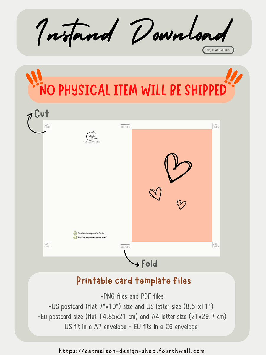 Feline Valentine Envelope - Printable Valentine Card | Digital Download product image (5)