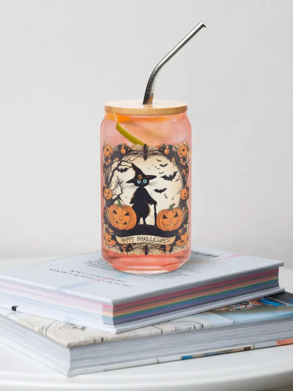 Witchy Cat Halloween Can-Shaped Glass product image (1)