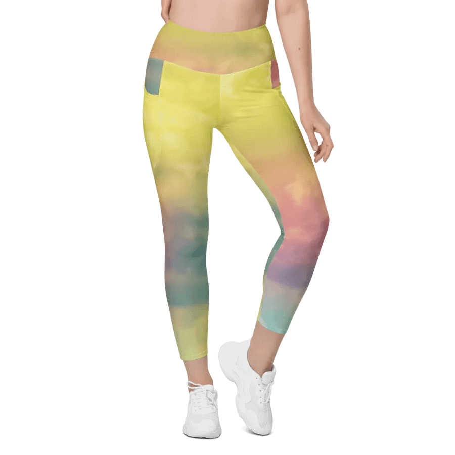 Blur cloud rainbow Design Leggings with Pocket - V12 product image (5)