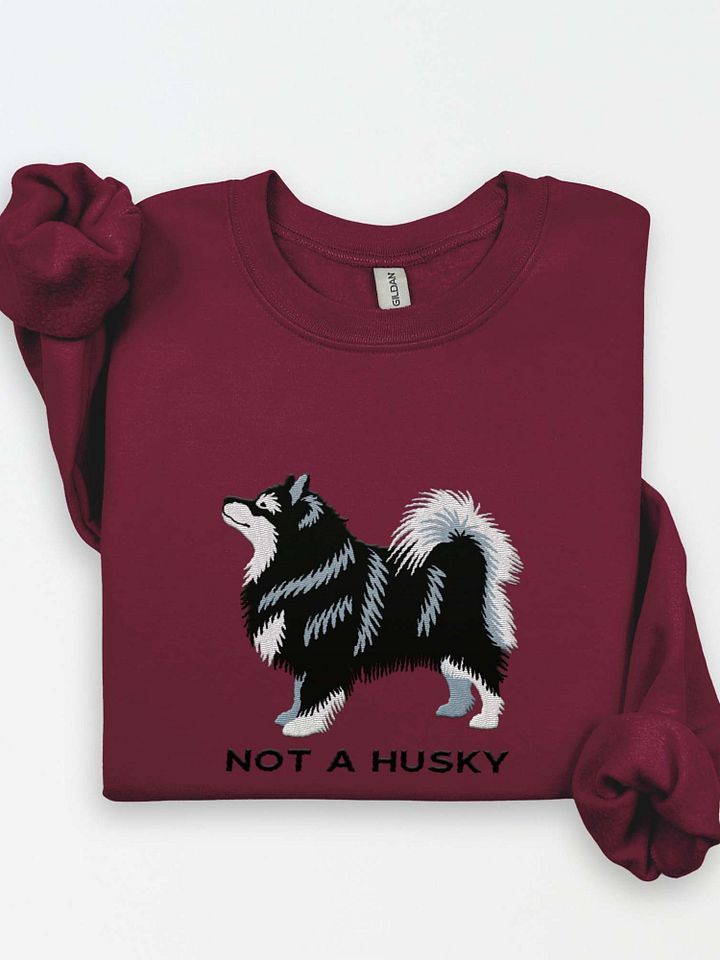 Not a Husky Sweatshirt (Embroidered) of a Finnish Lapphund(Black) product image (1)
