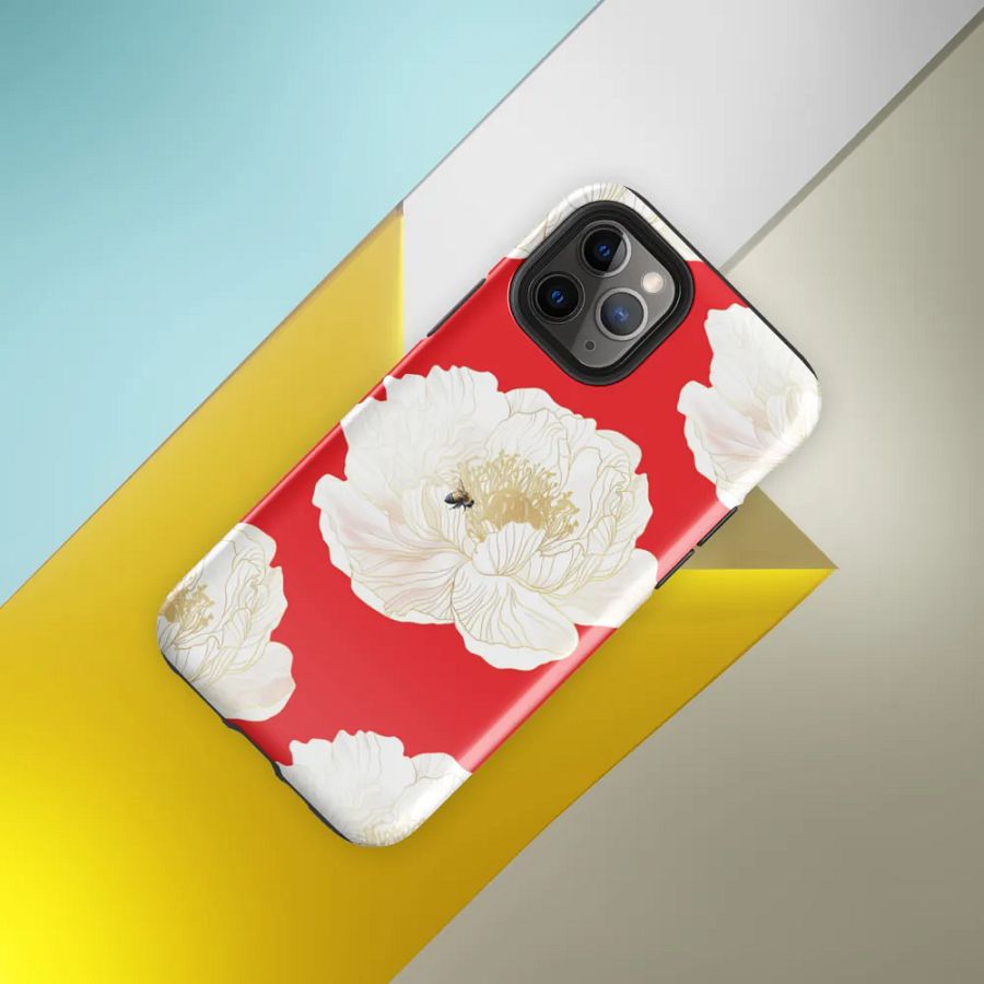 'Golden Blossoms' Red iPhone® Tough Case product image (8)