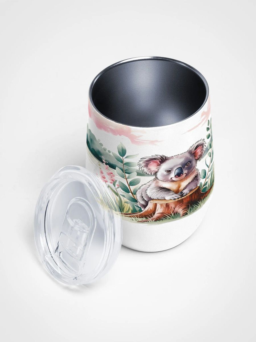 Gentle Koala in Eucalyptus 12 Oz Wine Tumbler – Serene Koala & Wildflower Watercolor Design product image (3)