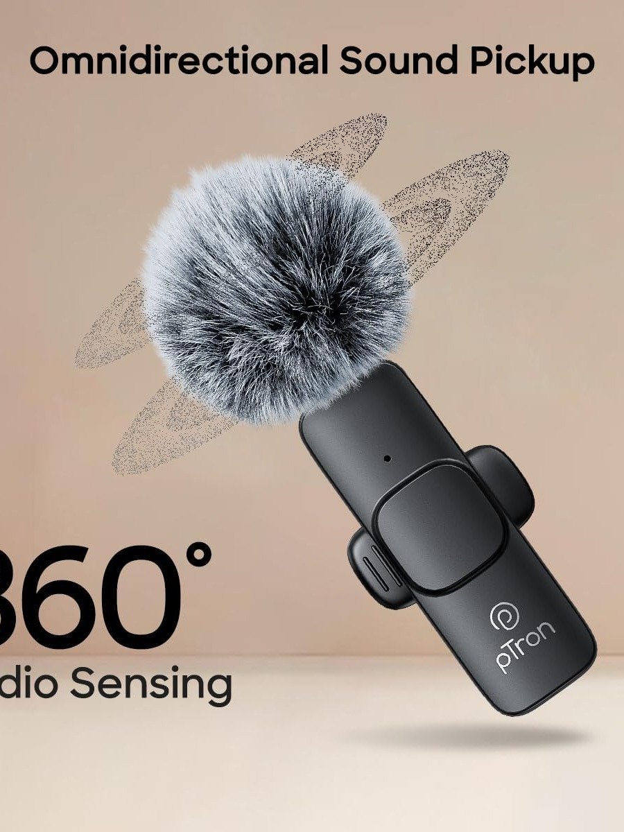 pTron KWM-1 Omnidirectional Type C Wireless Microphone w/DSP Noise Cancellation, Plug & Play, 25m Wireless Range, product image (3)