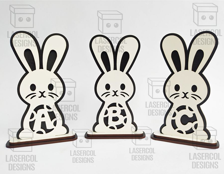Easter Bunny Monogram Bundle (Set 1-2-3-4) - Laser Cut Files product image (2)