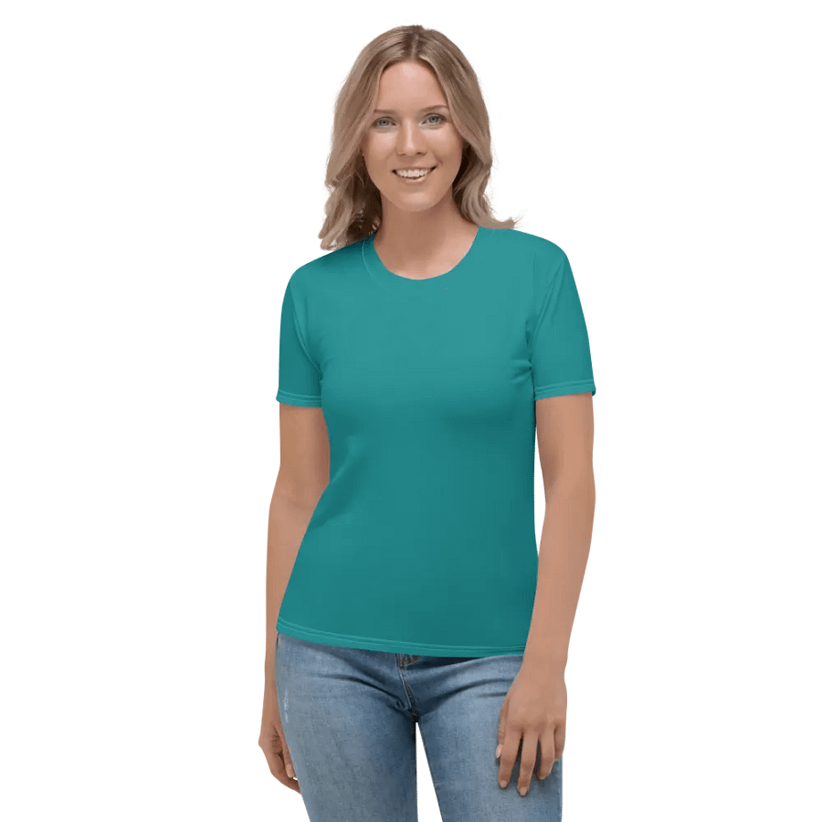 Plain Teal Green Light Summer Women's Crewneck Polyester Heavyweight Premium T-Shirt by Treasure Pie product image (1)