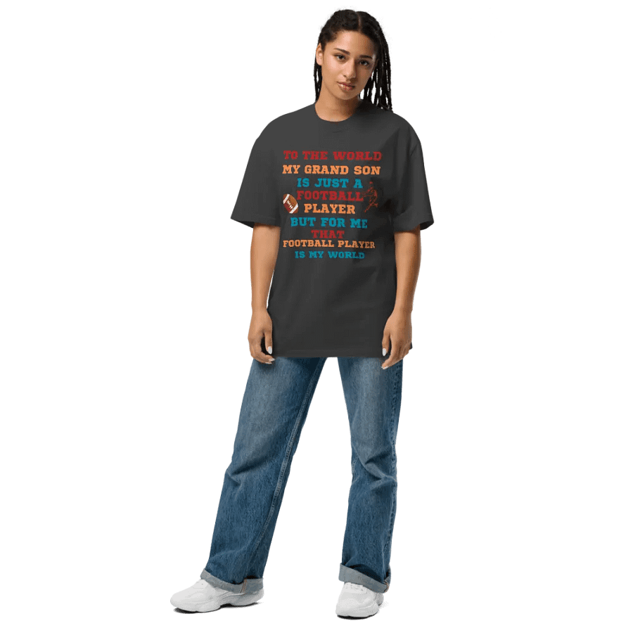 To The Word My Grandson Is Just A Football Player Grandpa Oversized Tee product image (7)